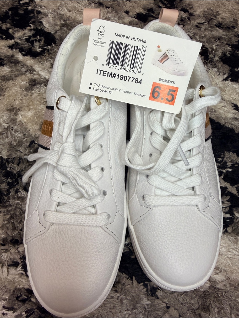 Ted Baker White Sneakers with Gold & Blush Accents - Picture 7 of 7